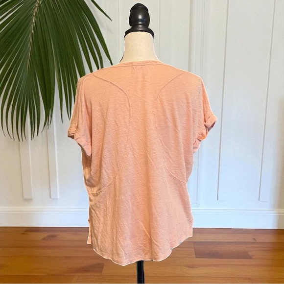 RAG & BONE Lottie Slub Knit Linen Tee – Pale Pink Peach – Raw Hem – XS - Picture 4 of 15